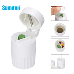 4-in-1 Portable Tablet Cutter & Grinder | Medicine Storage Box | Pill Splitter & Crusher | Travel Medicine Organizer